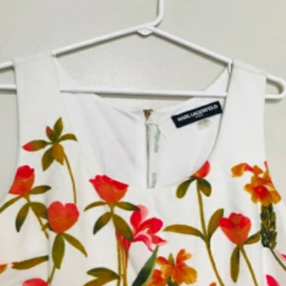 Karl Lagerfeld Paris Knee Length White Floral Sleeveless Dress size 4 - Picture 7 of 15